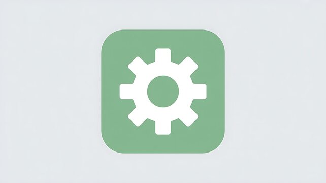 Green gear icon on a rounded square button