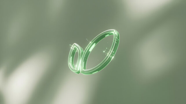 Floating green ring in soft focus background