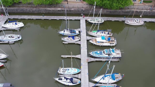 Aerial View of Preston City Docks and Port of Lancashire, Northern England, United Kingdom. Drone's Camera From Medium High Altitude on June 13th, 2025.