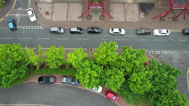 Aerial View of Preston City Docks and Port of Lancashire, Northern England, United Kingdom. Drone's Camera From Medium High Altitude on June 13th, 2025.