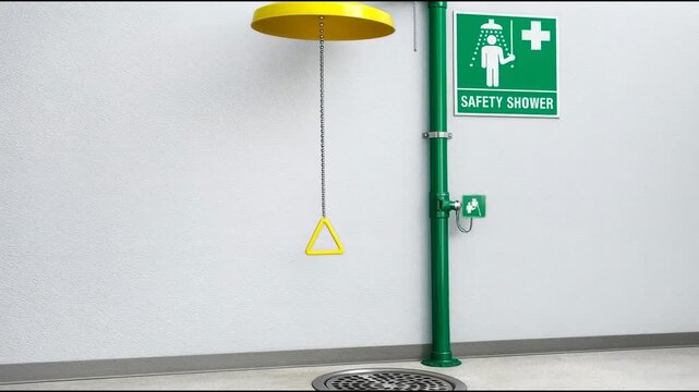 A yellow light hangs from a green pole, suitable for scenes with caution or warning