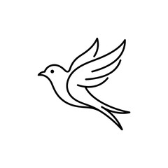 Fototapeta premium Minimalist line art bird in flight simple clean design isolated on white