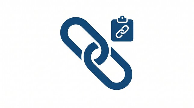 Blue chain link icon on white background, hyperlink symbol for web design, digital connectivity and networking concept illustration