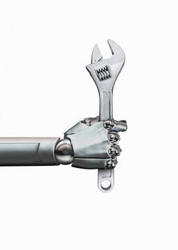  Robotic hand holding wrench symbolizing artificial intelligence automation and smart maintenance