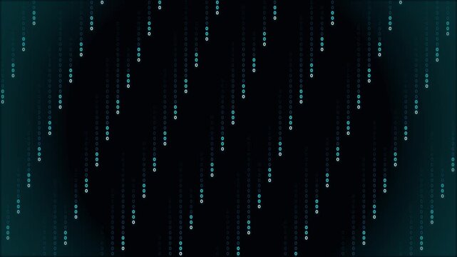 Cyan Binary Code Matrix Rain Falling Motion Background Loop