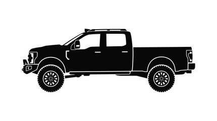 Fototapeta premium Pickup truck silhouette against a white background detailed automotive outline