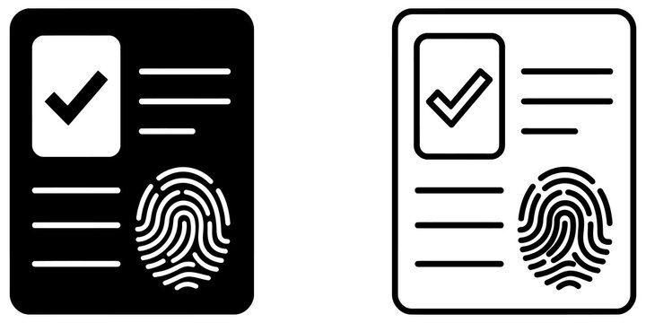Fingerprint identification document icons solid and stroke on empty view.