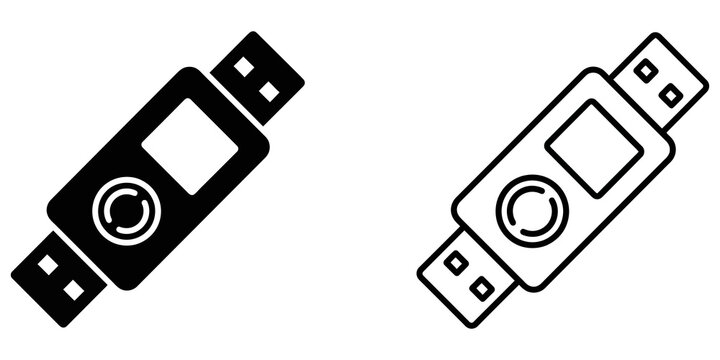 Usb drive hardware storage security icons on clear backdrop vector set.