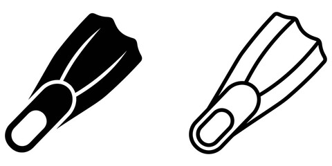 Diving flippers icon representing underwater swimming gear equipment. © Touqeer