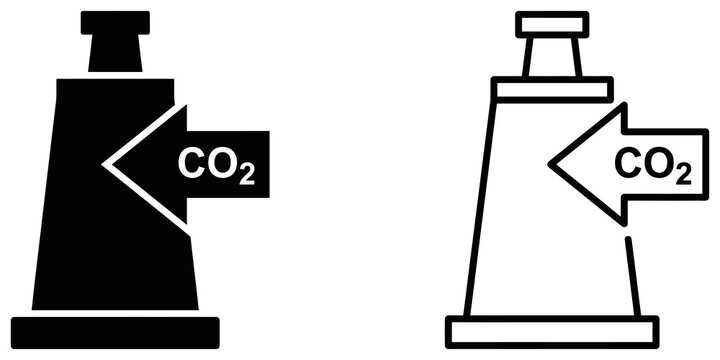 Carbon dioxide industrial factory icon set on transparent background.