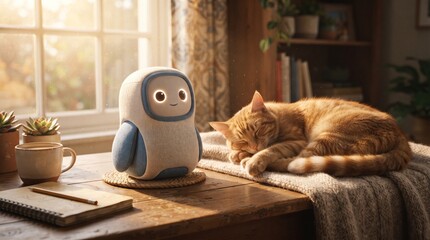 Plakat Companion Robot in Home, robot , cat Companion Robot in Home