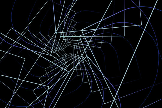 Futuristic Wireframe Geometric Tunnel Vector Background with Abstract Linear Perspective Design