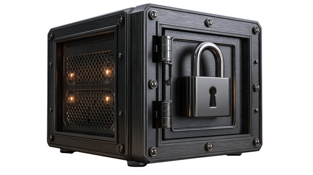 Secure server cabinet with padlock for data protection
