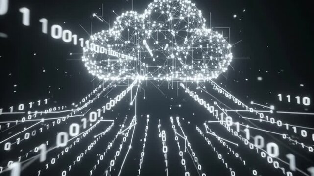 High-speed cloud data transfer visualization with ascending binary code streams