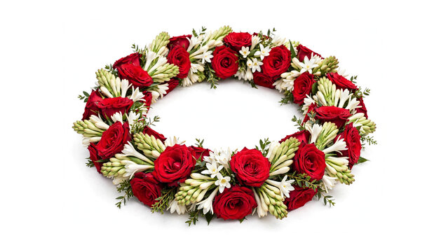 Indian wedding Varmala garland red roses white tuberose isolated