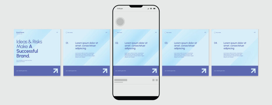 Set of Linkedin Carousel Post, editable social media Instagram carousel post, modern and creative business carousel post template, eps 10.