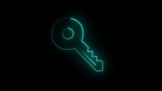 Modern glowing key icon on dark background