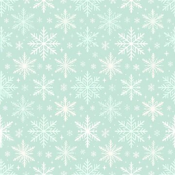 Pastel snowflake pattern in mint and white