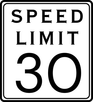 Rectangular speed limit 30 miles per hour road sign	