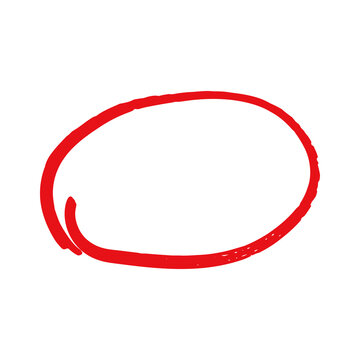 Hand drawn red circle marker stroke for highlighting important text or information