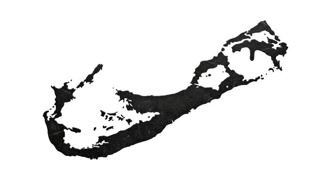Black silhouette of the Bermuda island chain isolated on a clean white background for design