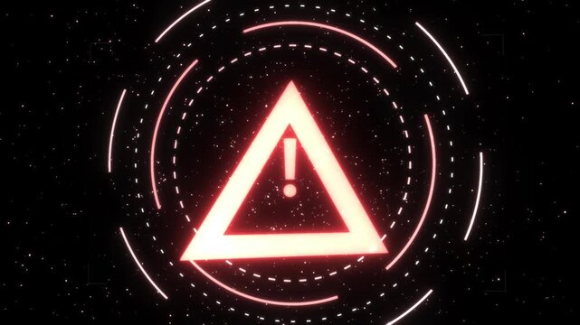 Futuristic Cyber HUD Red Warning Alert Triangle Interface Motion Loop