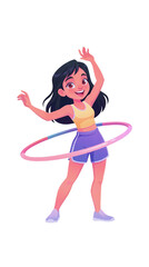Young Girl Joyfully Hula Hooping Outdoors. © Christabell