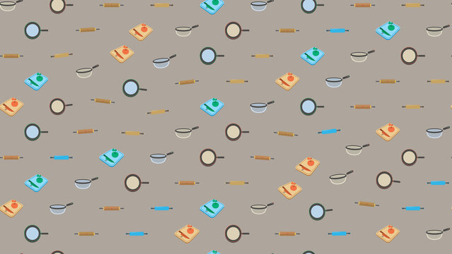 Kitchen Utensils and Food Items Pattern