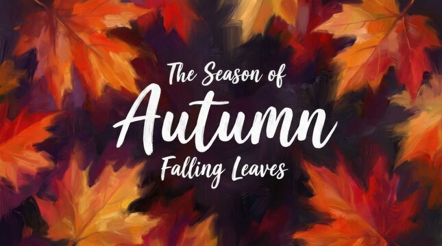 Autumn season with colorful falling leaves and elegant typography