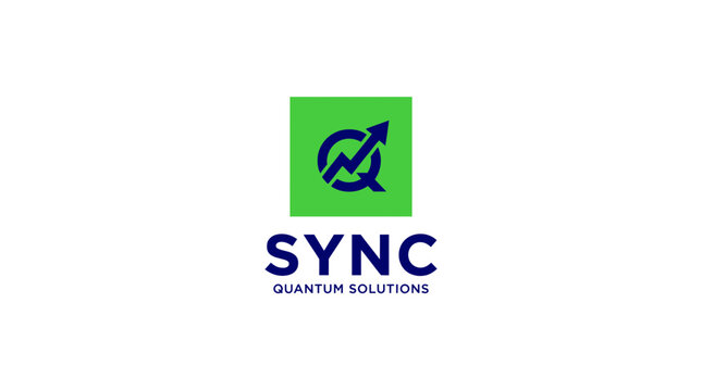 Minimalist square logo design for quantum solutions with green and blue colors