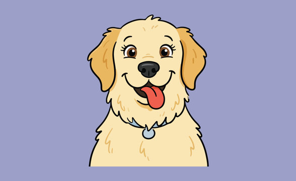 Cute cartoon golden retriever dog portrait illustration with pet portrait friendly dog animal chara