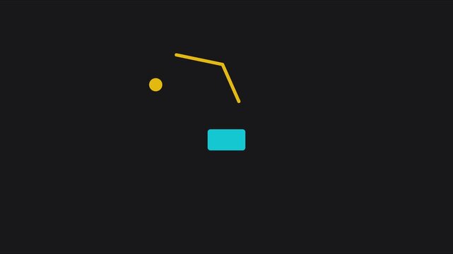Minimalist abstract animation of moving yellow dot and blue rectangle shape motion 4k motion minimalist
