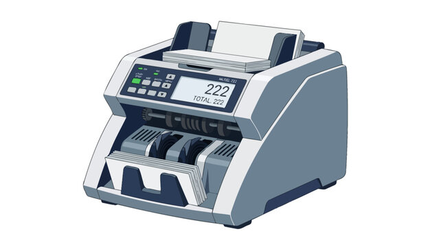 Automatic banknote counting machine with digital display and currency stacker for business finance