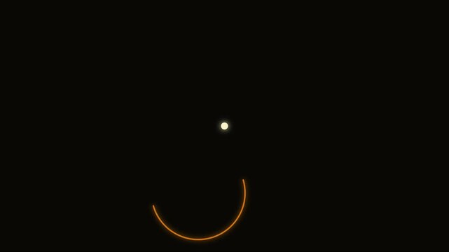 Minimalist abstract loading spinner animation with glowing orange arc and pulsing dot 4k