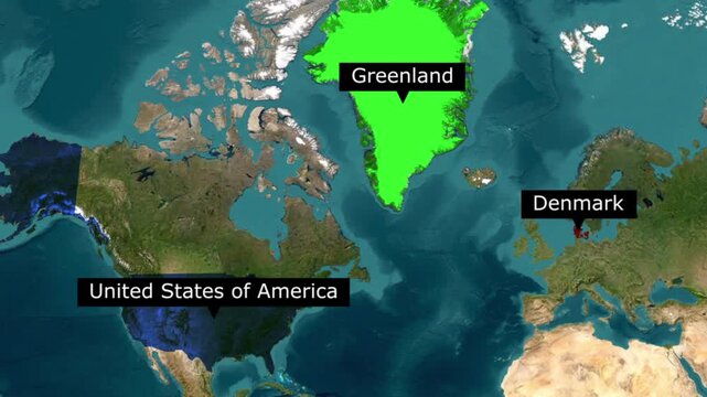 Map highlighting greenland denmark the united states of america with greenland highlight geography