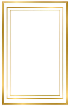 Elegant Minimalist Gold Rectangular Frame Border on White Background Generative AI