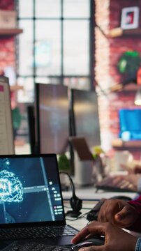 Coworkers discuss artificial intelligence software