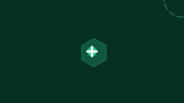 Minimalist hexagon plus animation with circular loading indicator for digital interface and user experience ui 4k