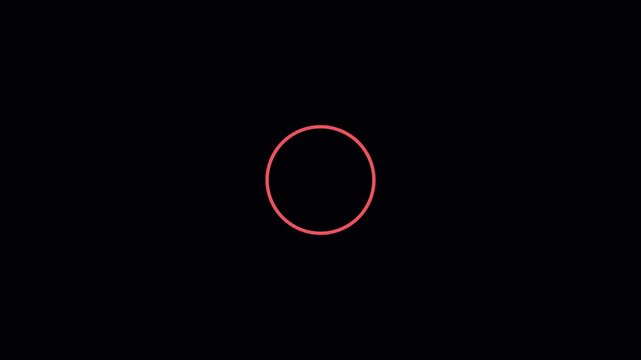 Minimalist loading spinner animation with pulsing red circle and rotating dashed ring 4k progress waiting