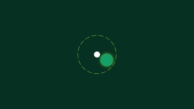 Minimalist loading spinner animation with green glowing circle and orbiting dot 4k motion