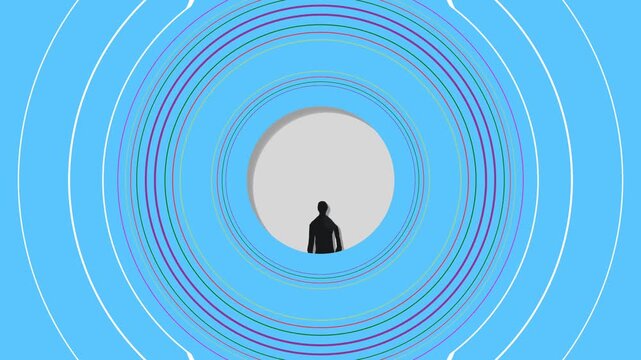 Blue Concentric Circular Waves Motion Graphic