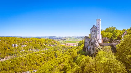 Lichtenstein above the Echaz Valley in the Swabian Jura, Baden-Württemberg, Germany © mojolo