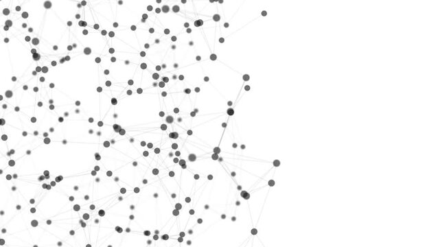 Abstract 3D line network structure on white background, seamless loop