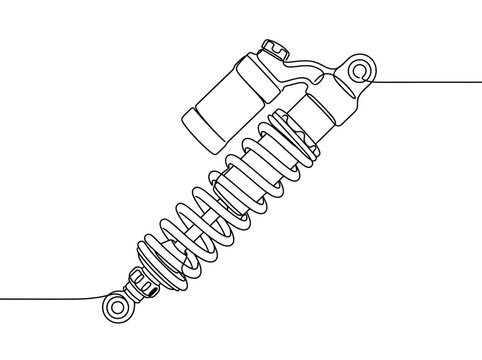 Motorcycle shock absorber with spring detail while showing its suspension system mechanism