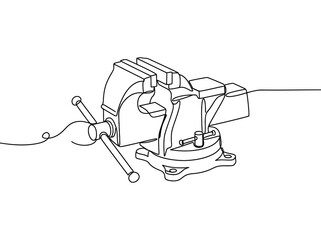 Obraz premium A simple line art drawing of a metal vise tool for holding objects while working with it