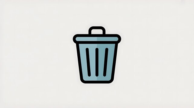 Blue trash can icon for computer desktop interface
