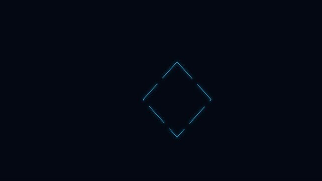 Neon geometric diamond shape motion animation 4k background, with glowing blue, light lines