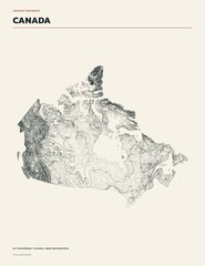 Contour line topographic map of Canada, minimalist elevation isolines on cream background © Tanarom