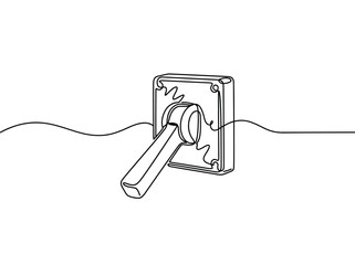 Obraz premium A switch with a handle and a wavy line representing action or change with simplicity
