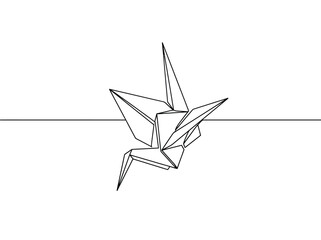 Fototapeta premium Minimalist origami crane illustration with clean lines and simple geometry creating an elegant bird